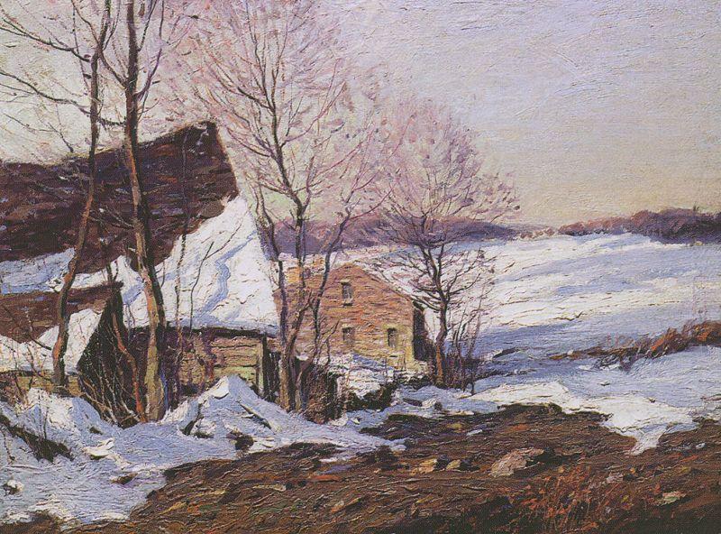 George M Bruestle Barns in Winter Germany oil painting art